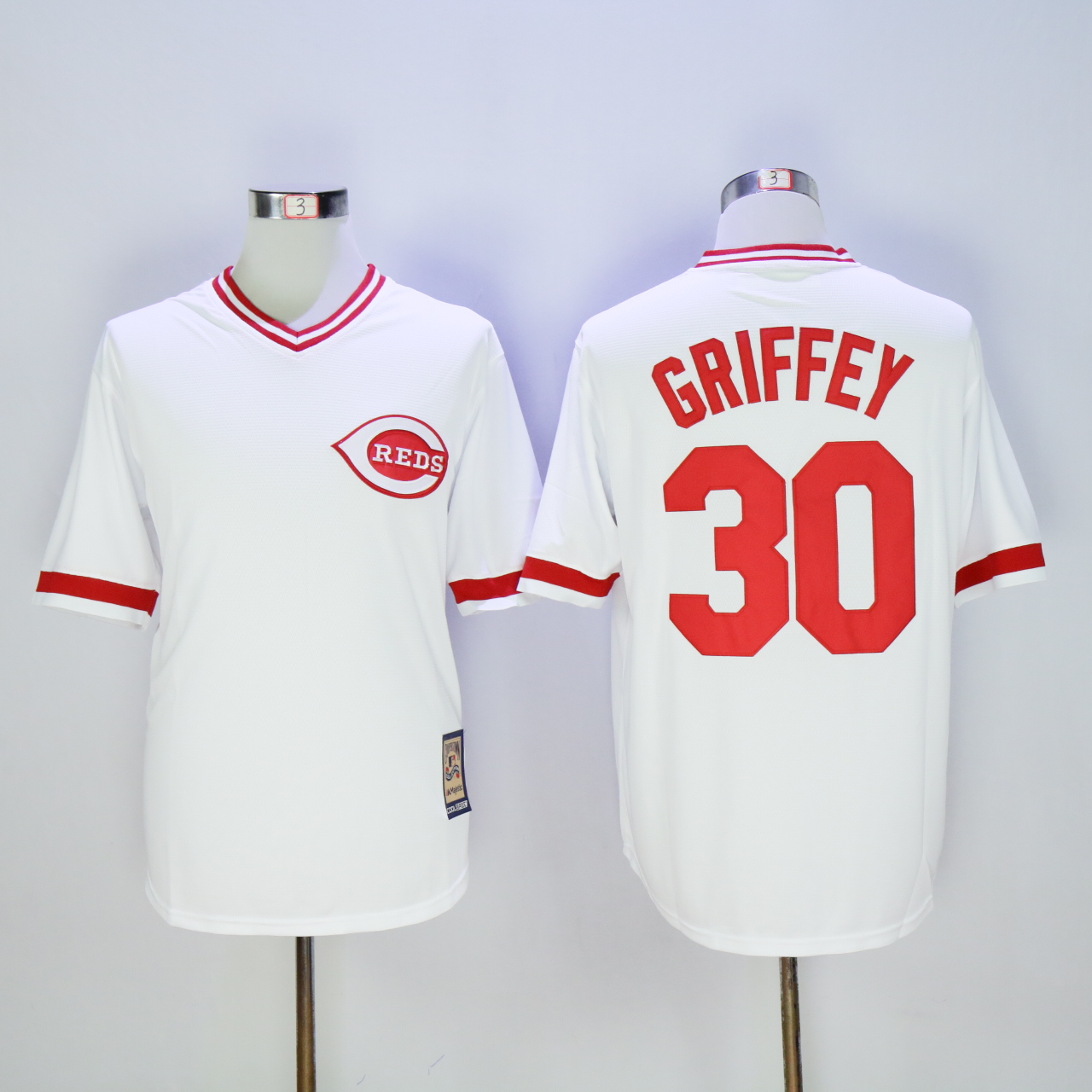 Men MLB Cincinnati Reds #30 Griffey white game jerseys